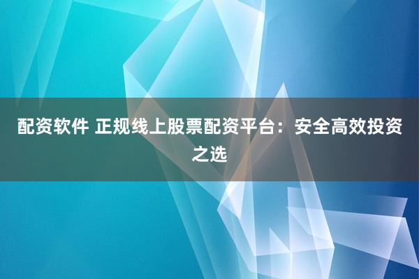 配资软件 正规线上股票配资平台：安全高效投资之选