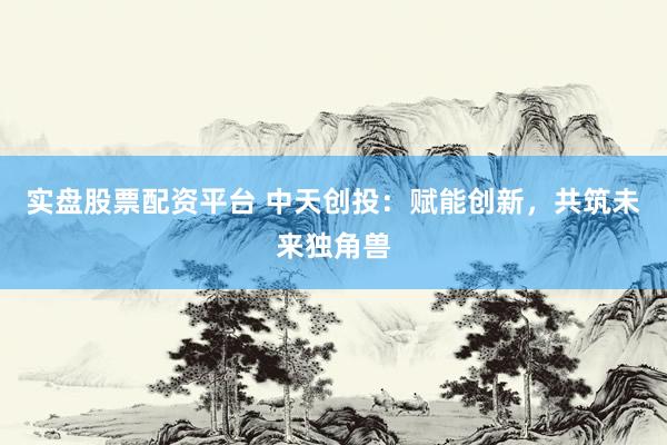实盘股票配资平台 中天创投：赋能创新，共筑未来独角兽