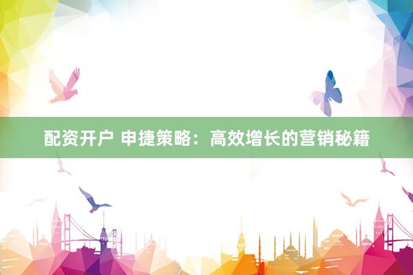 配资开户 申捷策略：高效增长的营销秘籍