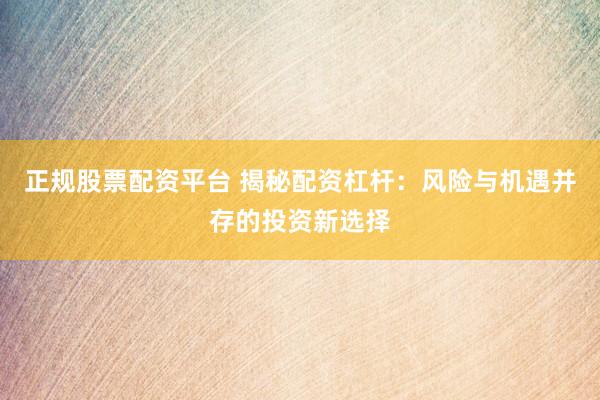 正规股票配资平台 揭秘配资杠杆：风险与机遇并存的投资新选择