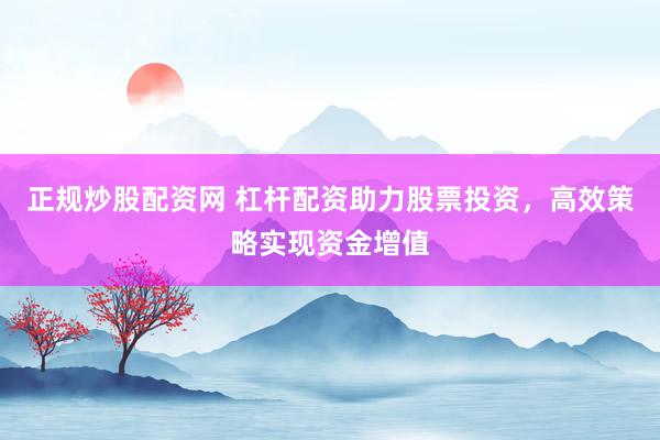正规炒股配资网 杠杆配资助力股票投资，高效策略实现资金增值