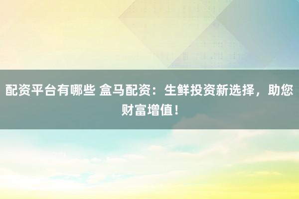 配资平台有哪些 盒马配资：生鲜投资新选择，助您财富增值！