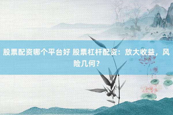 股票配资哪个平台好 股票杠杆配资:放大收益,风险几何?