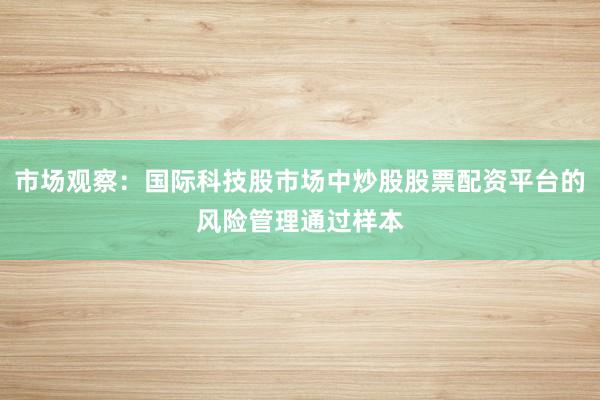 市场观察：国际科技股市场中炒股股票配资平台的风险管理通过样本