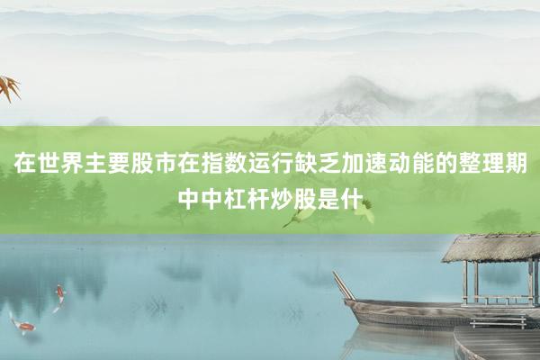 在世界主要股市在指数运行缺乏加速动能的整理期中中杠杆炒股是什
