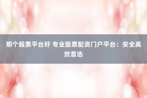 那个股票平台好 专业股票配资门户平台：安全高效首选