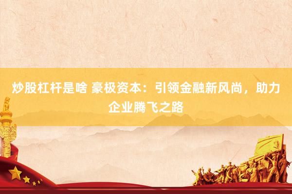 炒股杠杆是啥 豪极资本:引领金融新风尚,助力企业腾飞之路