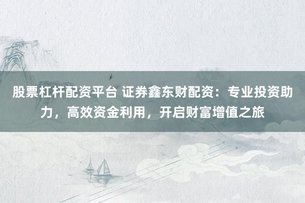 股票杠杆配资平台 证券鑫东财配资：专业投资助力，高效资金利用，开启财富增值之旅